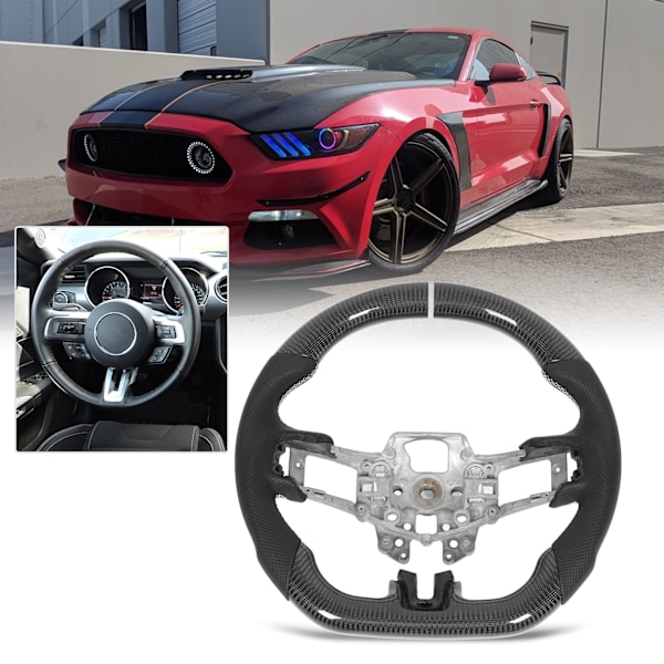 Tilpasset Kulfiber Rat Perforeret Læder Udskiftning til Ford Mustang V6 EcoBoost GT Shelby 2015‑2017