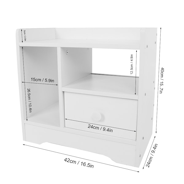 Sovesalgsbord Natbord Skab med Skuffe Hjem Opbevaring Organizer (Hvid)