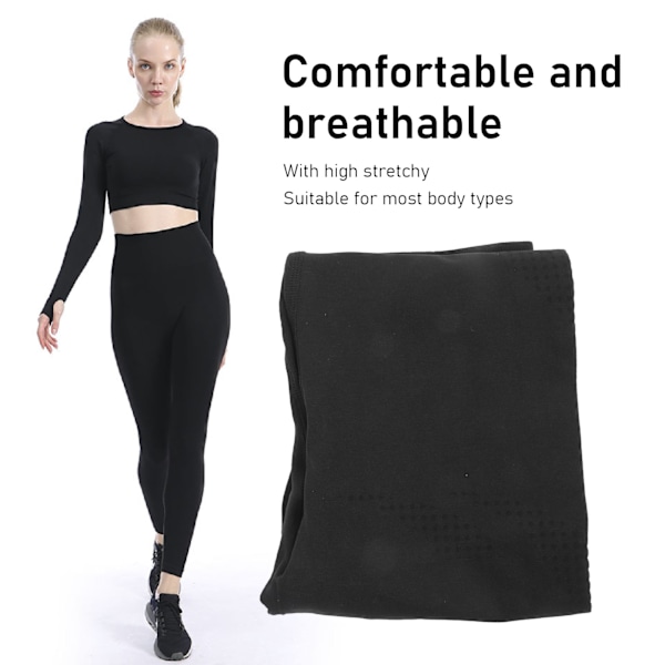 Yoga Byxor Dam Hög Elasticitet Slim Fit Casual Sport Leggings för Träning Kläder Svart M
