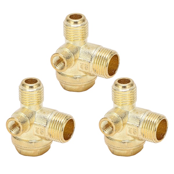 3 stk. Kontrolventiler 3-vejs Messing Luftkompressor Tråd Central Pneumatisk Tilbehør 8mm 16mm 14mm