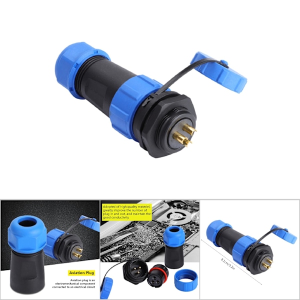 IP68 SP21 3-polet Vanntett Plast Flyplugg Sokkelkontakt (3-polet)