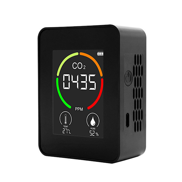 Smart Air Quality Guardian, Portabel CO2-detektor med innovativa färgkodade varningar, Högprecisions inomhusluftföroreningstestare, LCD-display