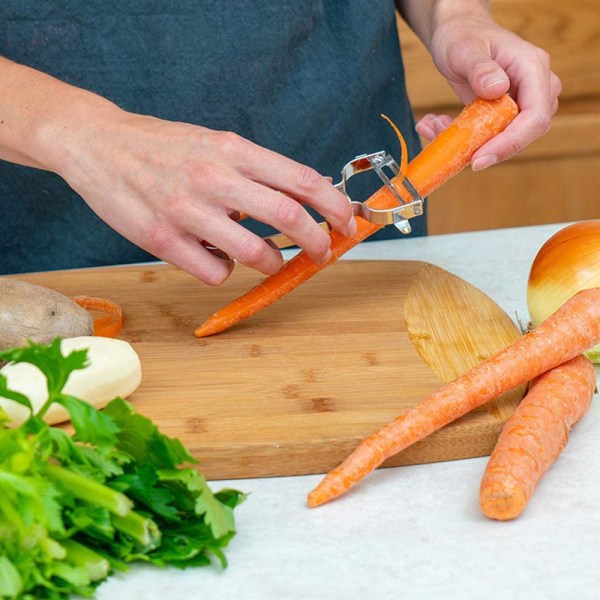 Rustfrit stålskræller til grøntsager  Ergonomisk, rustfrit stålskræller  Håndtag, til kartofler, alle frugter og grøntsager