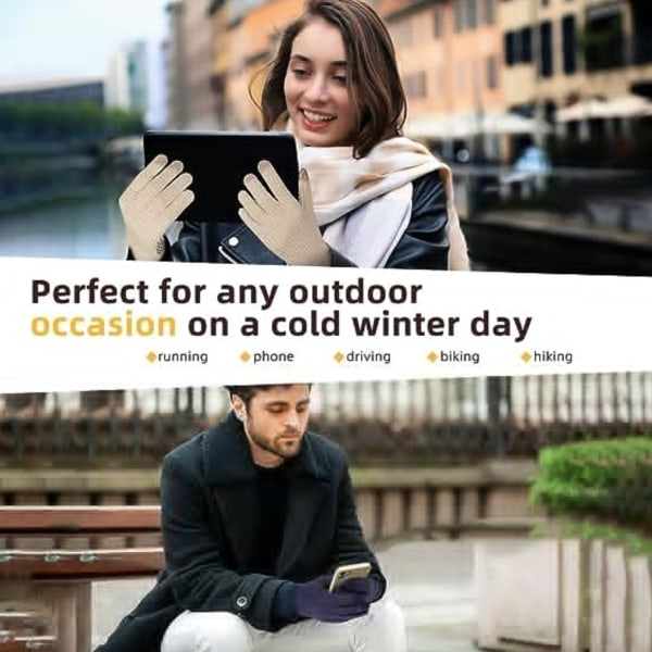 Kvinders vinterhandsker Touch screen dobbelt kashmir elastik varm