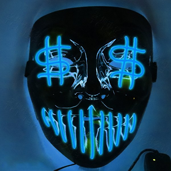 Halloween LED Cosplay Maske EL Wire Lysende Maske for Halloween Festival Party