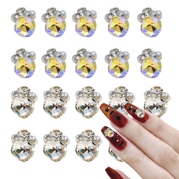 20 st Nail Crystal Rhinestones, Nail Diamonds Glas Metal Gems