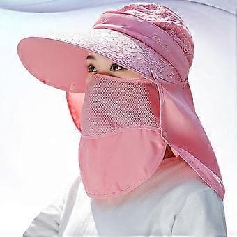 Sommer Solhat Kreativ Ansigtsdækning Hat Bredskygget Solhat Solbeskyttelse Hat Pink