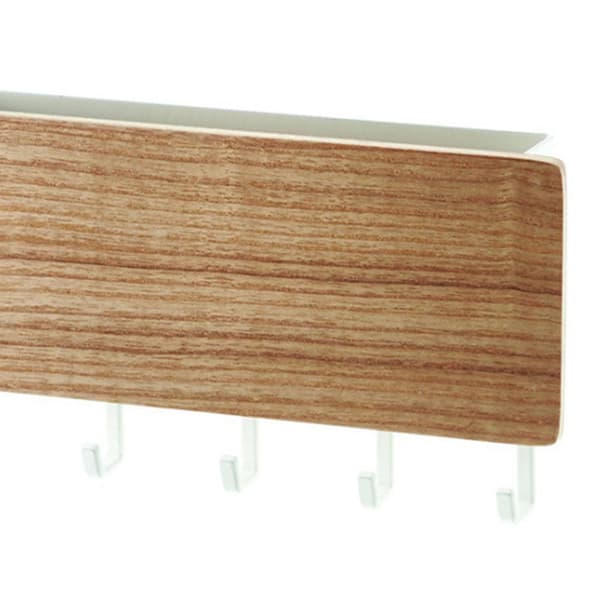 Postsorter til væg med nøglekroge, naturlig træfinish, multifunktionel solid træentréhylde til nøgler, håndtasker og tilbehør, robuste kroge