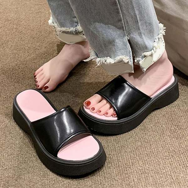 Alustasandaalit Pehmeä Pohja Luistamaton Mukava Slip On Sandaalit Kotiin Rannalle Ostoksille Musta 38