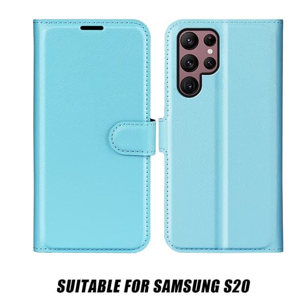 Samsung S20 Læder Wallet Case - 3 Kortpladser - 7 Forskellige Farver - BLÅ blå