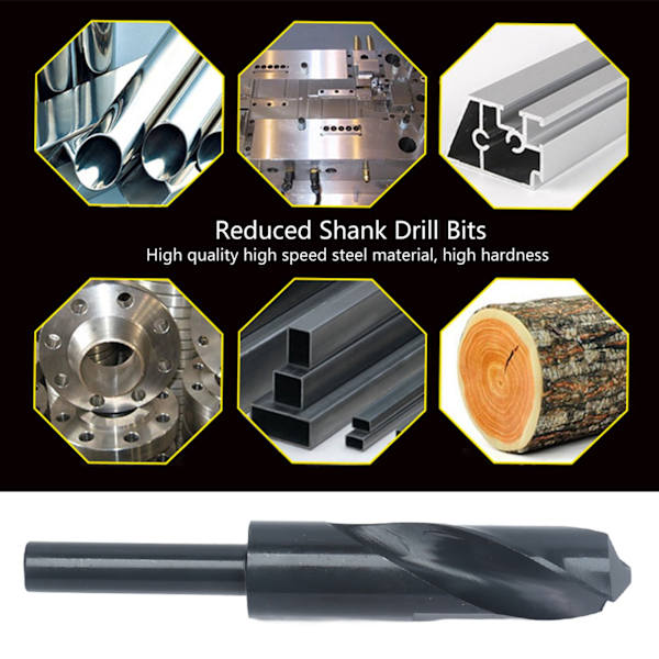 Reduceret Skaft Bor Bits HSS Twist Straight 1/2in Skaft Borværktøj 24.5mm Sort