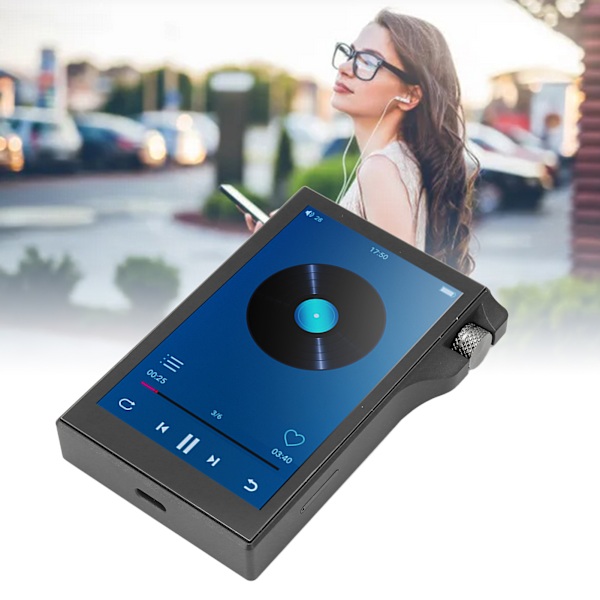 Bluetooth MP3-spelare 4.0 tums pekskärm HiFi Lossless Sound Högupplöst portabel MP3-spelare för Android 9.0 Svart