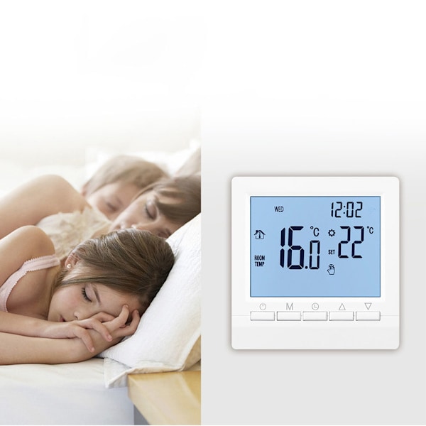Temperaturregulator med digital LCD, programmerbar termostat för väggmonterad golvvärme, kylstyrning, central luftkonditionering för hemmet