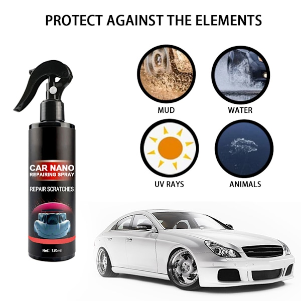 120ml Bilvæskebelægning Nano Hydrophobic Polish Lak Voks Spray Krystalbelægning Film