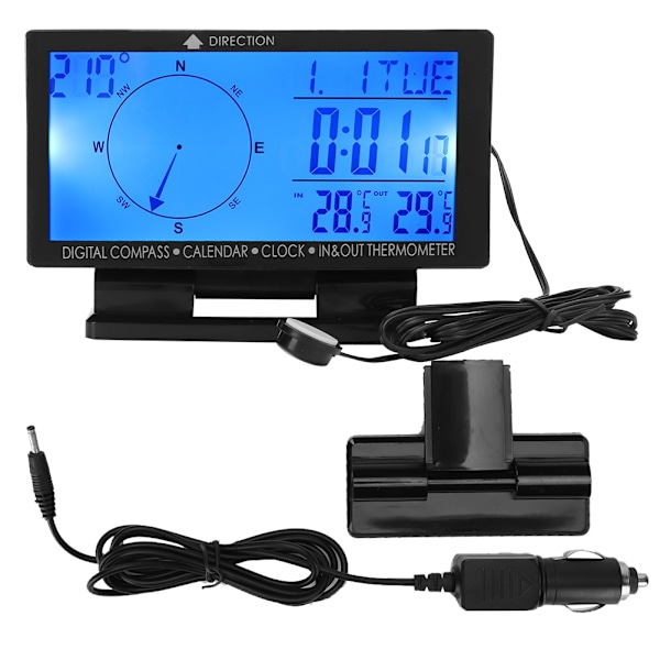 CD60 Multifunktionel Digital Biltermometer Måler med Tid Navigationsfunktion