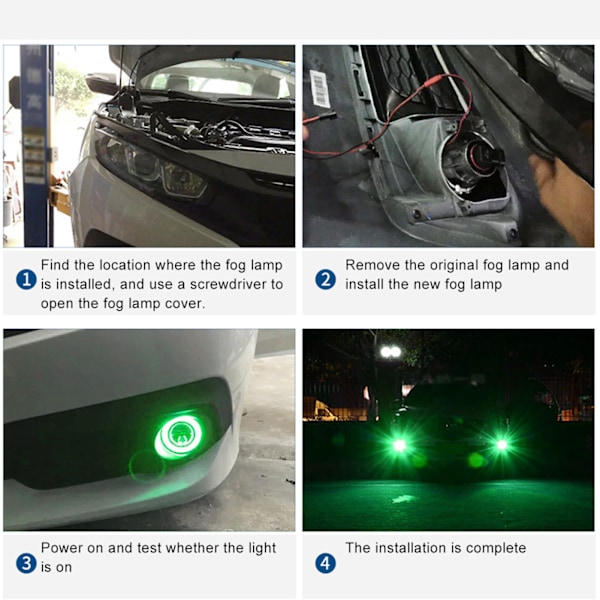 30W Vandtæt LED Tågeforlygte Grøn Blænde COB Dagkørelys Bil Modificeringsdele 89mm