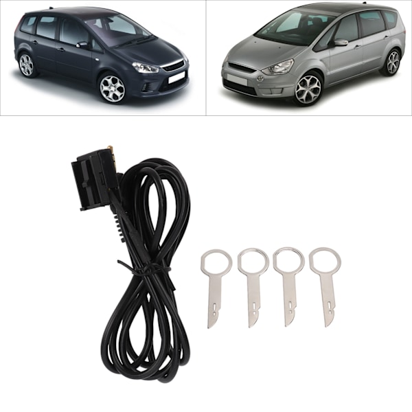 3,5 mm lydinngang Aux-kabeladapter med 4 fjerningverktøy, erstatning for Ford Fiesta Mondeo Focus MK2 Transit Fusion