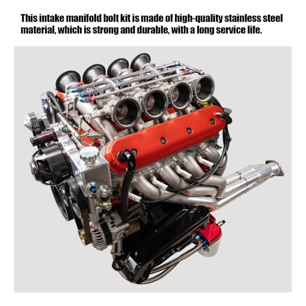 Inntaksmanifoldbolter i rustfritt stål, korrosjonsbestandig erstatning for Chevy V8-motorer
