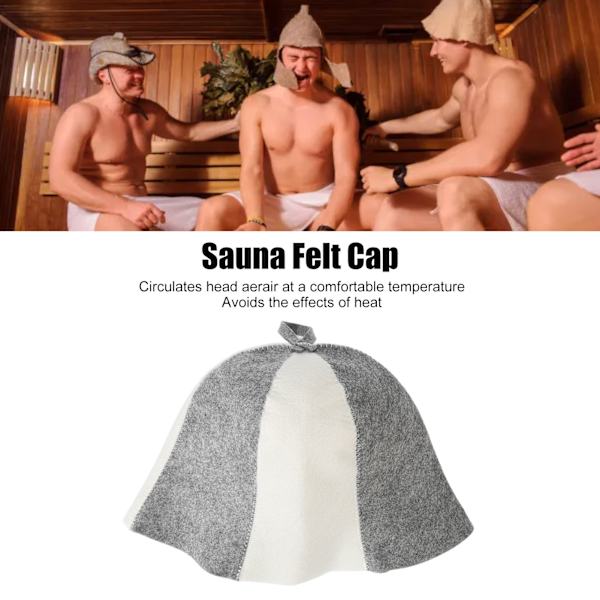 Saunahatt i filt, pustende, vannabsorberende, hodebeskyttelse, badehatt for menn og kvinner