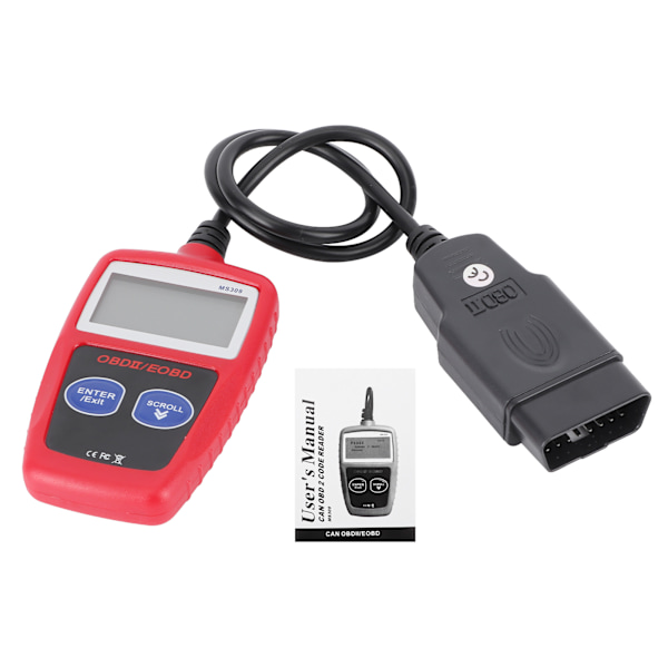 Auton moottorin diagnostiikkaskanneri OBD2 Vikahavaintolaite Taustavalaistu LCD-näyttö Autotyökalu MS309