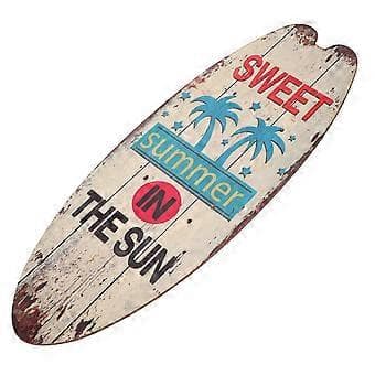 Surfebrettskilt i tre, hengende surfebrettskilt i tre, dekorativ veggpynt (beige)