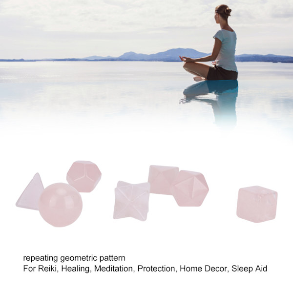 7 st Chakra Healing Crystals Geometriska Mönster Form Halvädelsten Dekorativ Positiv Energi Kristaller Ornament Rosa