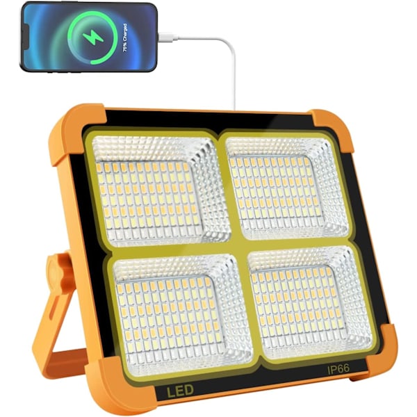 Innovativ Portabel LED Arbetslampa Solcellslampa, Hög Lumen 100W Strålkastare Med 10000LM, Steglös Justerbar Ljusstyrka För Optimal Sikt I