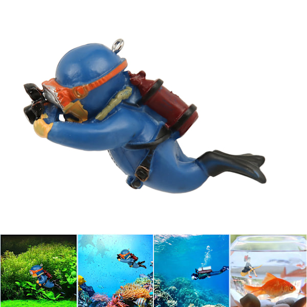 Aquarium Diver Decoration Fade Resistant Floating Fish Tank Ornament for Seawater Freshwater Landscape Blue Photograph Model