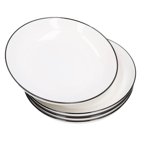 Utrymmesvänlig Form, Coupe Servisset 8 Tum, Elegant Svart Kantdesign För Stilfull Dukning, Dubbelbandad Kantdekal, Blyfri Keramik