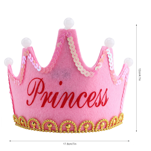 1 stk Festlige Lysende Hatte Krone Glad Fødselsdag Fest Hatte DIY Sød Håndlavet Kasket (Prinsesse)