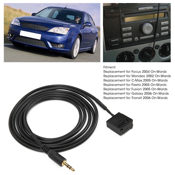 Billadapter til AUX-kabel, udskiftning til Ford Focus/Mondeo C-Max Fusion 6000CD 3,5 mm stik