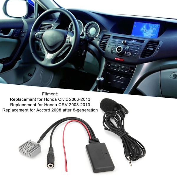 Bilstereo Mikrofon med AUX Lydkabel Bluetooth 5.0 Udskiftning til Honda Civic 2006‑2013