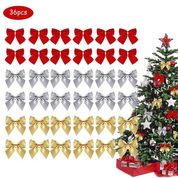 36 stk./sett Julebuer Mini Dekorative Buer Båndsløyfer Dekorasjon