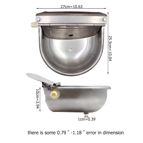 Automatisk vanntrå for storfe, hester og sauer i rustfritt stål