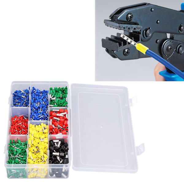 2000 stk/sett Ledningshylser Kit Kobber PVC Isolerte Hylser Krympekontakt Ledninger Terminal