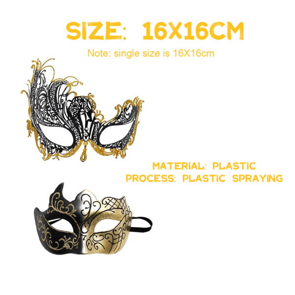 Couples Pair Mardi Gras Masquerade Masks Set Party Costume