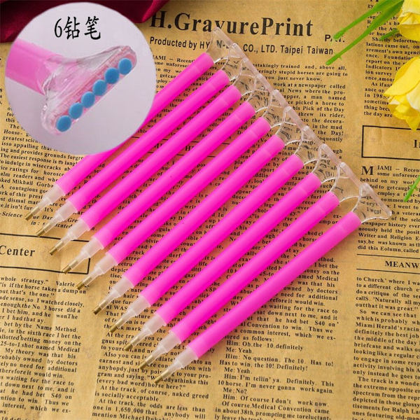 10 stk Diamantmalingpenn Dobbel End Diamantmalingpenn Broderipen for DIY