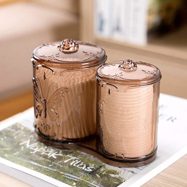 2-i-1 opbevaringsboks, bomuldsrondel dispenser Transparent opbevaringsboks Makeup makeup opbevaringsboks