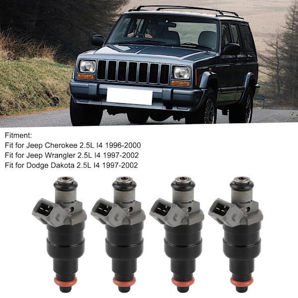 4 st Bränsleinsprutare 53030778 Bilmotordelar Passar för Jeep Cherokee/Wrangler 2.5L I4