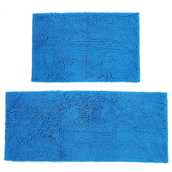 2-pack Chenille Halkskyddsmatta Vattenabsorberande Badrum Vardagsrum (Ljusblå)