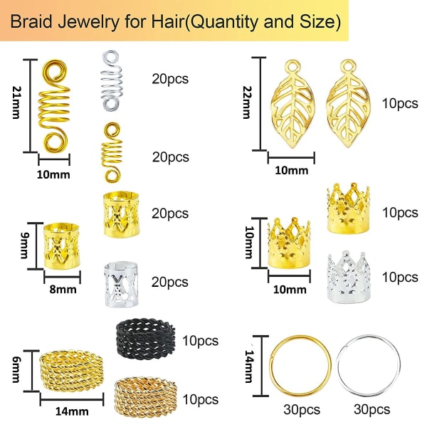 200pcs Hair Jewelry for Braids, dreadlock accessories, Hair Brai