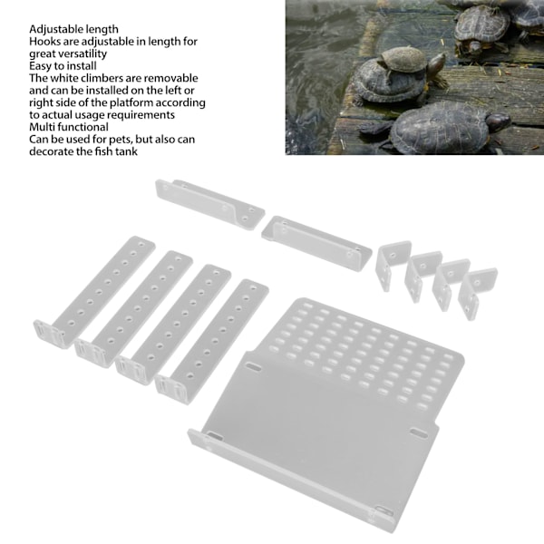 Transparent Skilpadde Solingsplattform Akryl Justerbar Oppheng Multifunksjonell Akvatisk Solingsplattform for Reptiler M