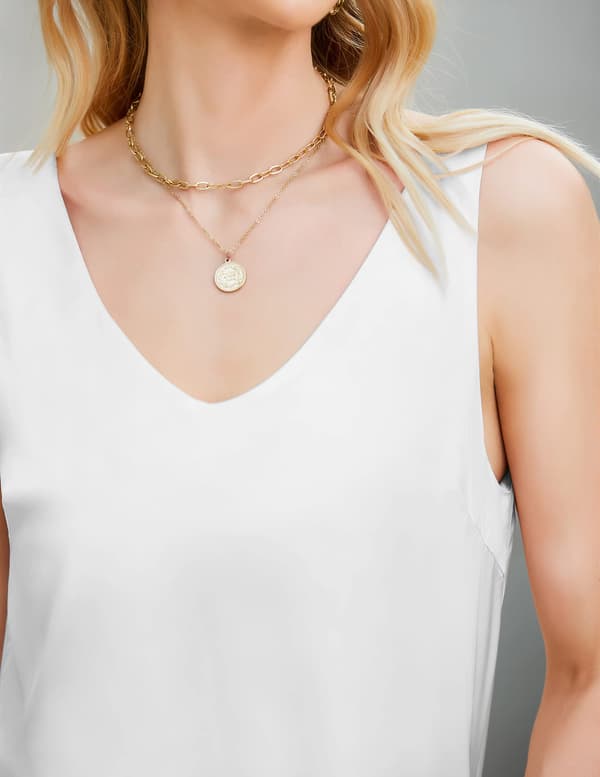 Dame Satin Tank Top Stropper Basic Cami Casual V-Hals Cami