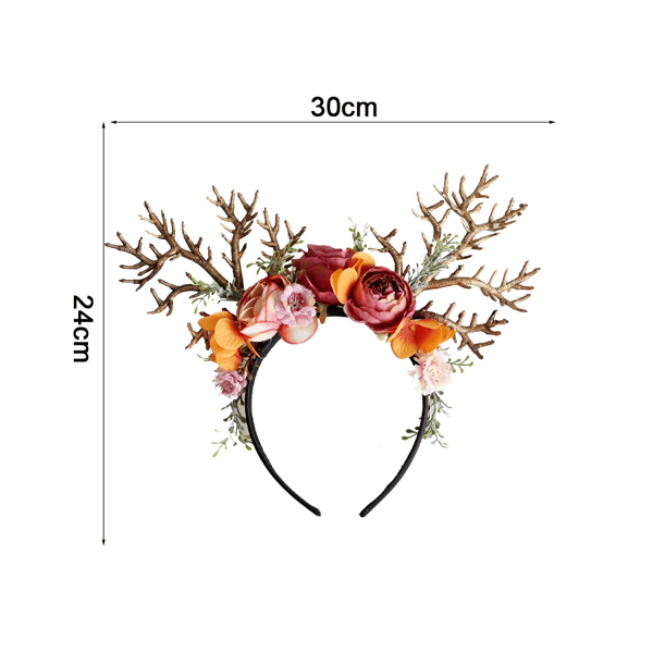 Hodebøyler med hjortegevir Blomsterhårbøyle Jul for jenter Julehodeplagg