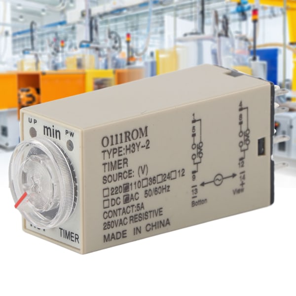 H3Y-2 Forsinkelsestimer 8-pins Timer Relé 0~60 Minutter Dial Type 5A for Flere Formål