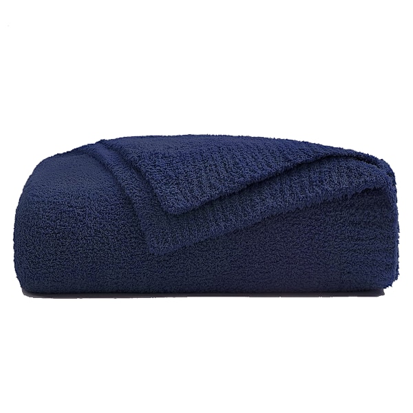Neulotu Neulepeitto Aikuisten, Pehmeä ja Lämmin Hengittävä Pehmeä Syksyinen Peitto Sovalle, Sovalle, Sängylle, Kääntyvä Mukava ja Karvainen Neulepeitto Dark blue