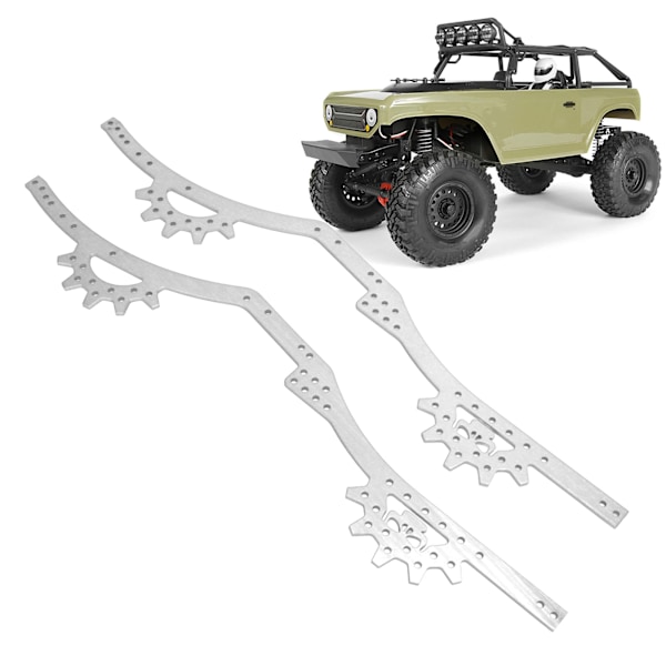 Ett par RC Chassiramper Aluminiumlegering Justerbart Hjulbas RC Chassirampor för Axial SCX10 II 1/10 RC Bil Silver