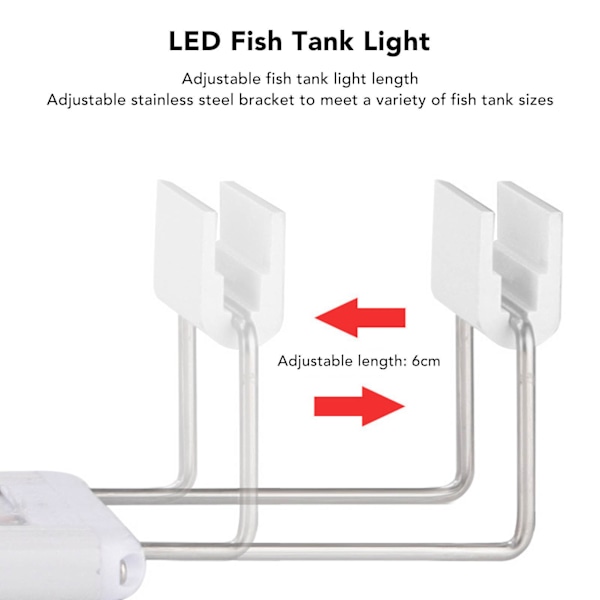 LED Akvarielampa Ultra Tunn Hög Ljusstyrka Knappbrytare Hållbar Akvarielampa med Fäste EU-kontakt 220V 12W