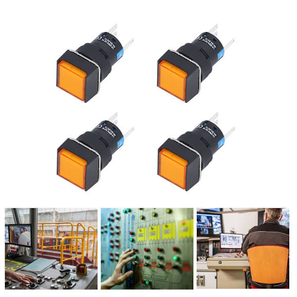 25 kpl Painikkeellinen kytkin Hetkellinen Itseloukkaava 16 mm Neliö Valosetti 12V Keltainen