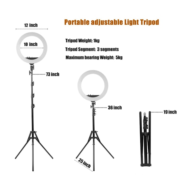 LED-rengasvalo suoratoistoon ja selfie-kuviin, 12 tuumaa (EU-pistoke 100-240V)